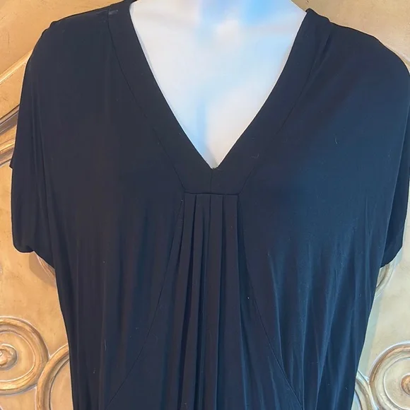 INC Black Relaxed Ruched Blouse - Picture 2 of 8